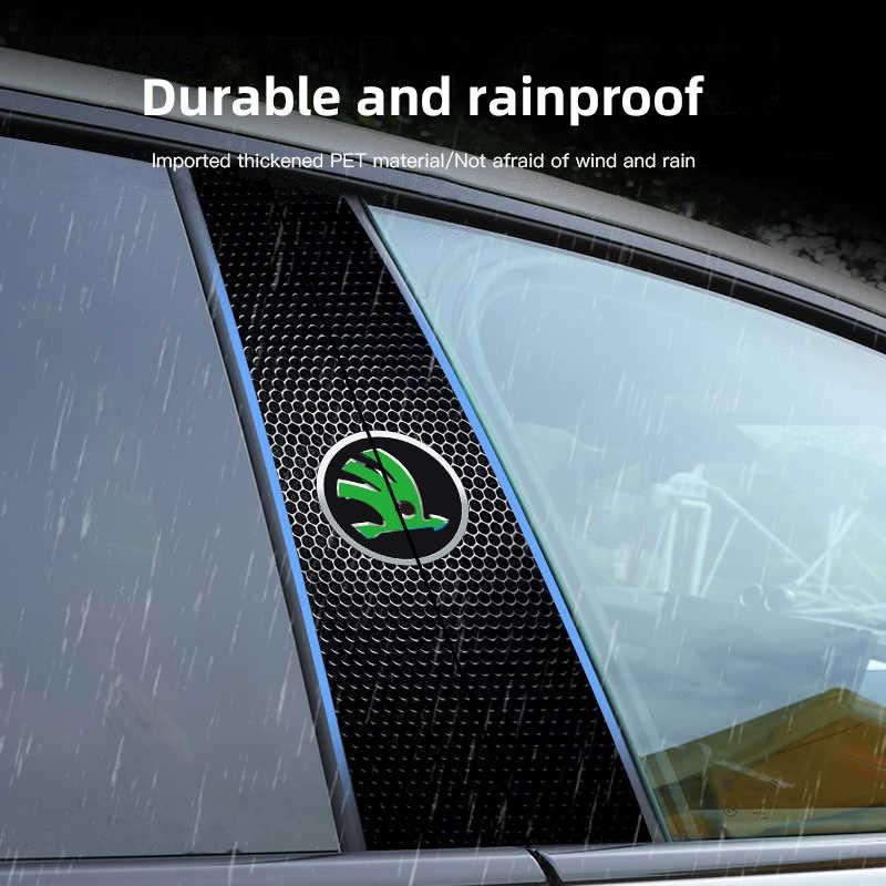 2 ks Protioděrné ochranné fólie na středový sloupek auta Samolepky Pro Skoda Octavia 2 3 Superb Rapid Kodiaq Karoq RS Fabia Kamiq Yeti