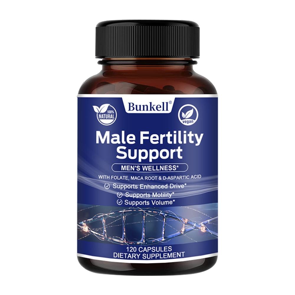 Bunkell Men's Wellness Complex Supplements with Folate, Maca Root, D-Aspartic Acid, L-Arginine, CoQ10, Zinc, Selenium, Chromium & Vitamins, 120 Caps