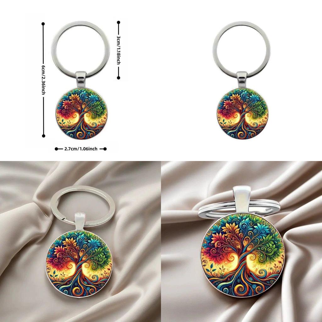 Life Tree Glass Keyring Accessory With Bright Colors For Party Favors And Commemorations