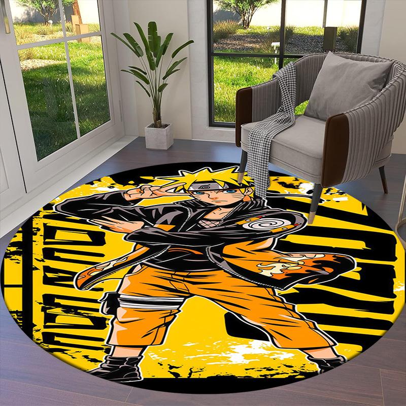 Naruto Poster Round Area Rug Carpet Rug For Living Room Bedroom Sofa Playroom Decor Nonslip Floor Mat