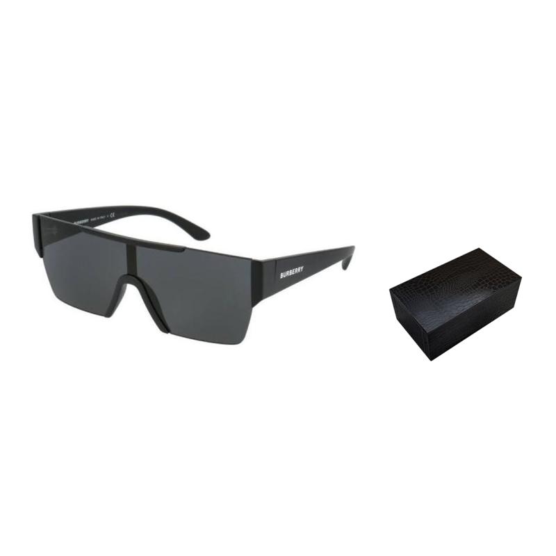 Burberry Statement edgy lettering on temples Plate frame aviator sunglasses Men's black