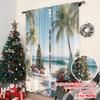 Set Of 2 Flat Printing Merry Christmas Drapes Beach Tree Surfboard Gifts Polyester Without Electricity Spring Use Curtain