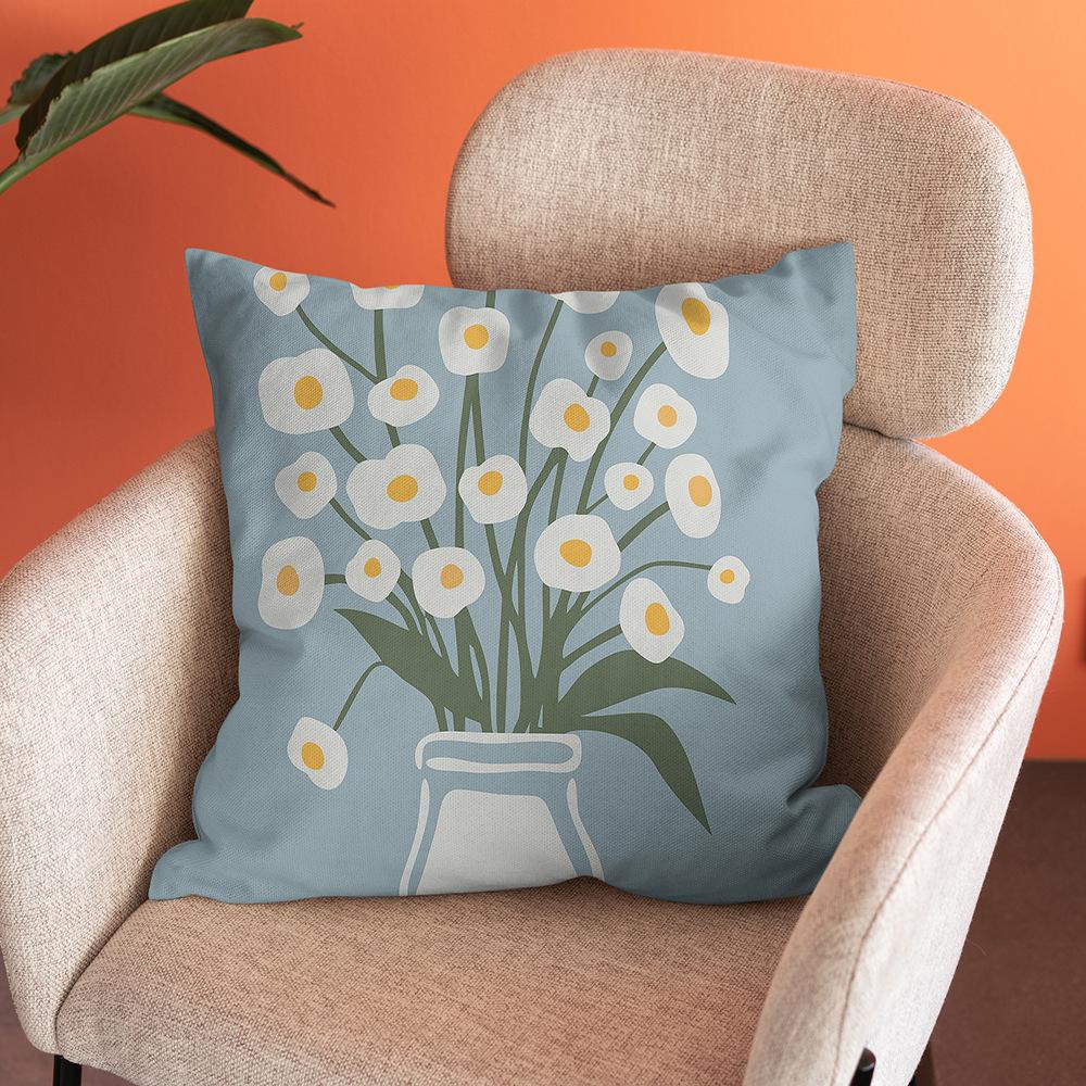Nordic Abstract Art Flower Print Pillowcase Short Plush Pastoral Simple Home Sofa Cushion Car Cushion