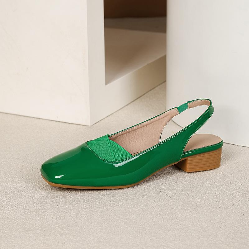 Slingback Heels for Women Square Closed Toe Chunky Heel Pumps Office Wedding Party Dress Shoes Women's Casual Slip On Low Block Heeled Summer Sandals