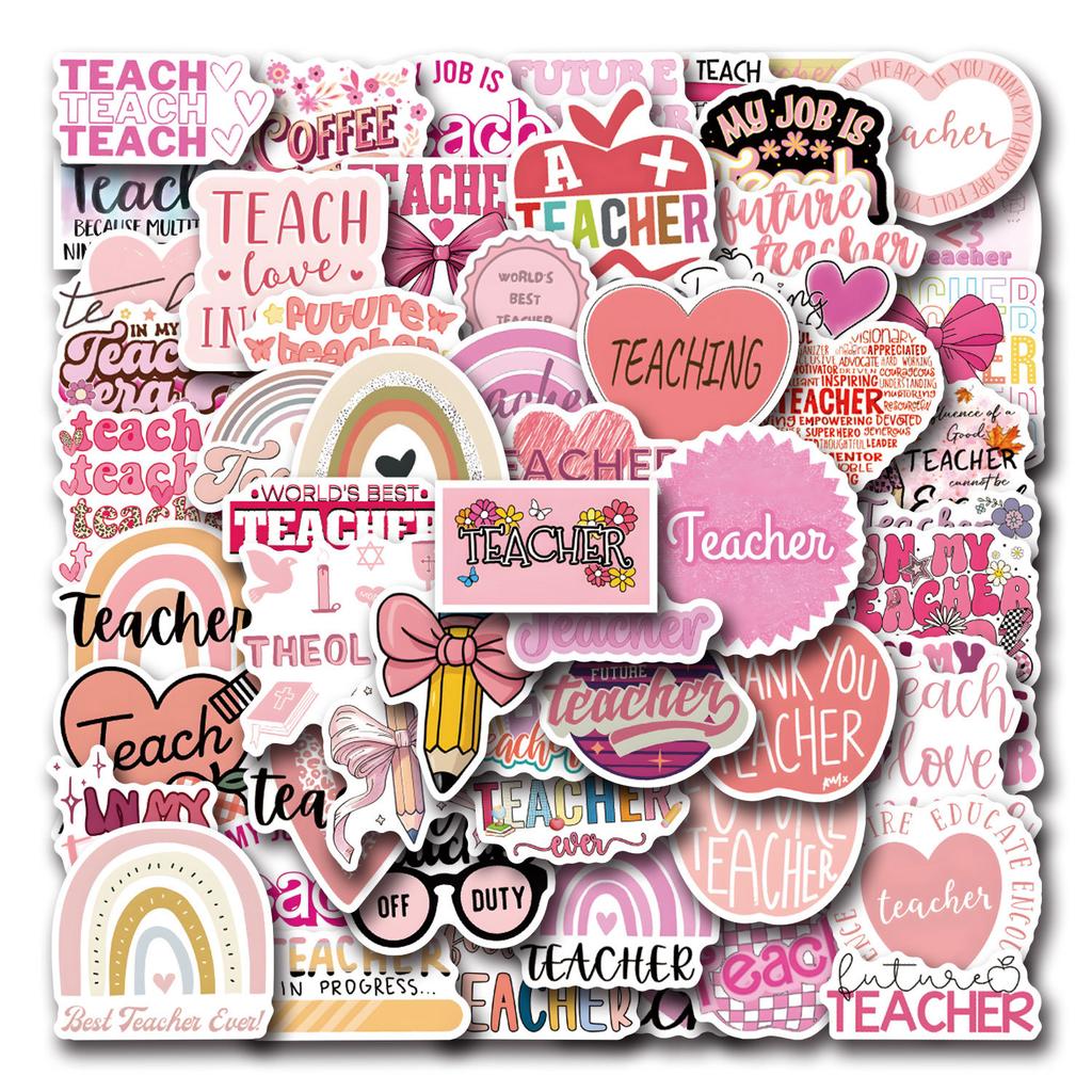 55 New Pink Teacher Graffiti Stickers Suitcase Mobile Phone Personalized Stickers