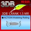 Bass Lure 3DB Crank MR Floating 60mm Green Back Chartreuse YO-ZURI 1.5 Color