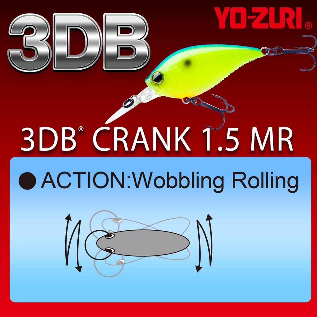 Bass Lure 3DB Crank MR Floating 60mm Green Back Chartreuse YO-ZURI 1.5 Color