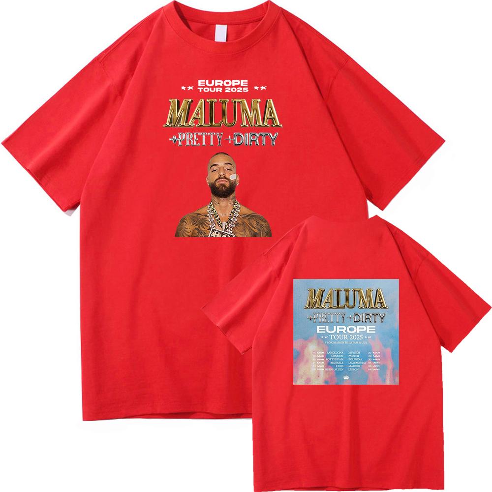 Maluma +pretty+dirty Europet Tour 2025 TShirt Men/women Clothing Retro Harajuku High Quality Tops Cotton TShirts for Fans Gifts