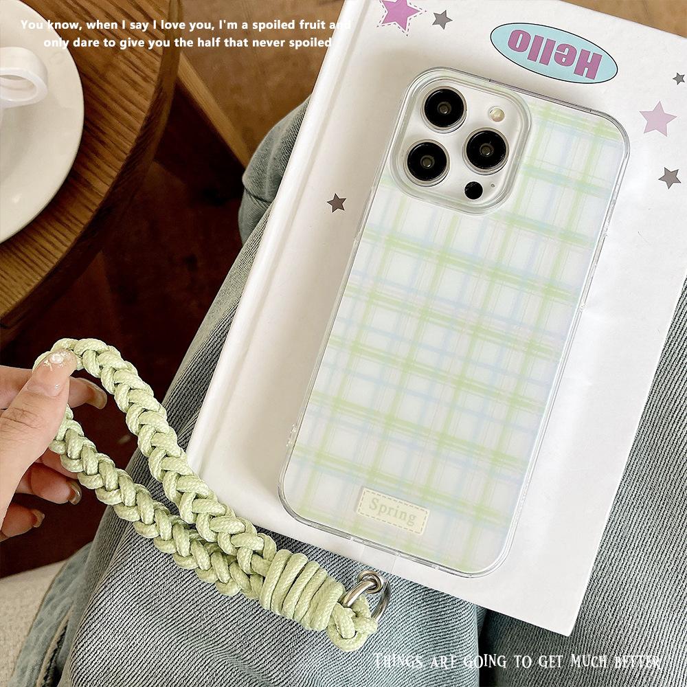 New Checkered Suits Apple 16promax Mobile Phone Case Apple 15 Protective Case 14 Bracelet 13 Anti Fall 12 Women's Models
