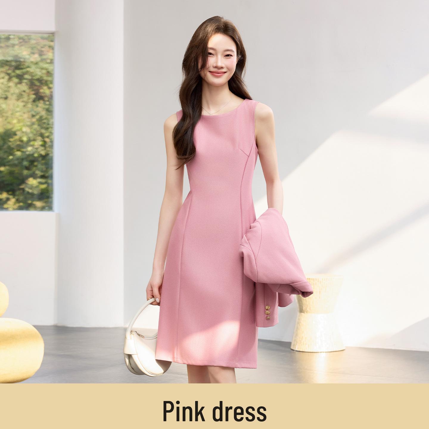 

New Spring/Autumn Pink Professional Two-Piece Long Sleeve Suit Dress S