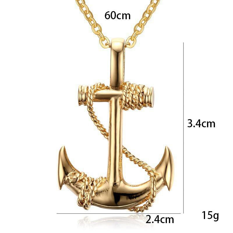 Titanium steel anchor pendant necklace, trendy men's personalized retro cross jewelry, boyfriend gift