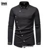 European Hollow-Out Asymmetrical Embroidered Men's Long Sleeve Western Shirt