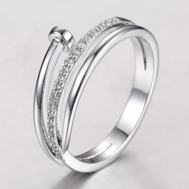 Kenjie Women's Retro Zircon-Inlaid Korean Ring, Exaggerated & Elegant with Exquisite Color Retention