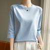 Spring Summer Women Round Neck Silky Cotton Short Sleeve T-Shirt Feminine Cotton Cropped Sleeve Bottoming Shirt