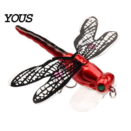 Bionic Dragonfly Lures 5Pcs 7.5cm/6.2g Fishing Lure with Hooks, Topwater Floating Hooks Bait, Realistic Insect for Bass Trout Set