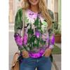 Women's Retro Castle Print Long Sleeve Mystical Graphic Round Neck T-Shirts Enchanted Fashion Style Fall Winter Casual Tops