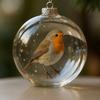 7cm Nature's BirdsOrnament Ornament Gift DIY Acrylic Christmas Ball Pendant Birds Bauble Solid Color Xmas Tree Ornament Charm