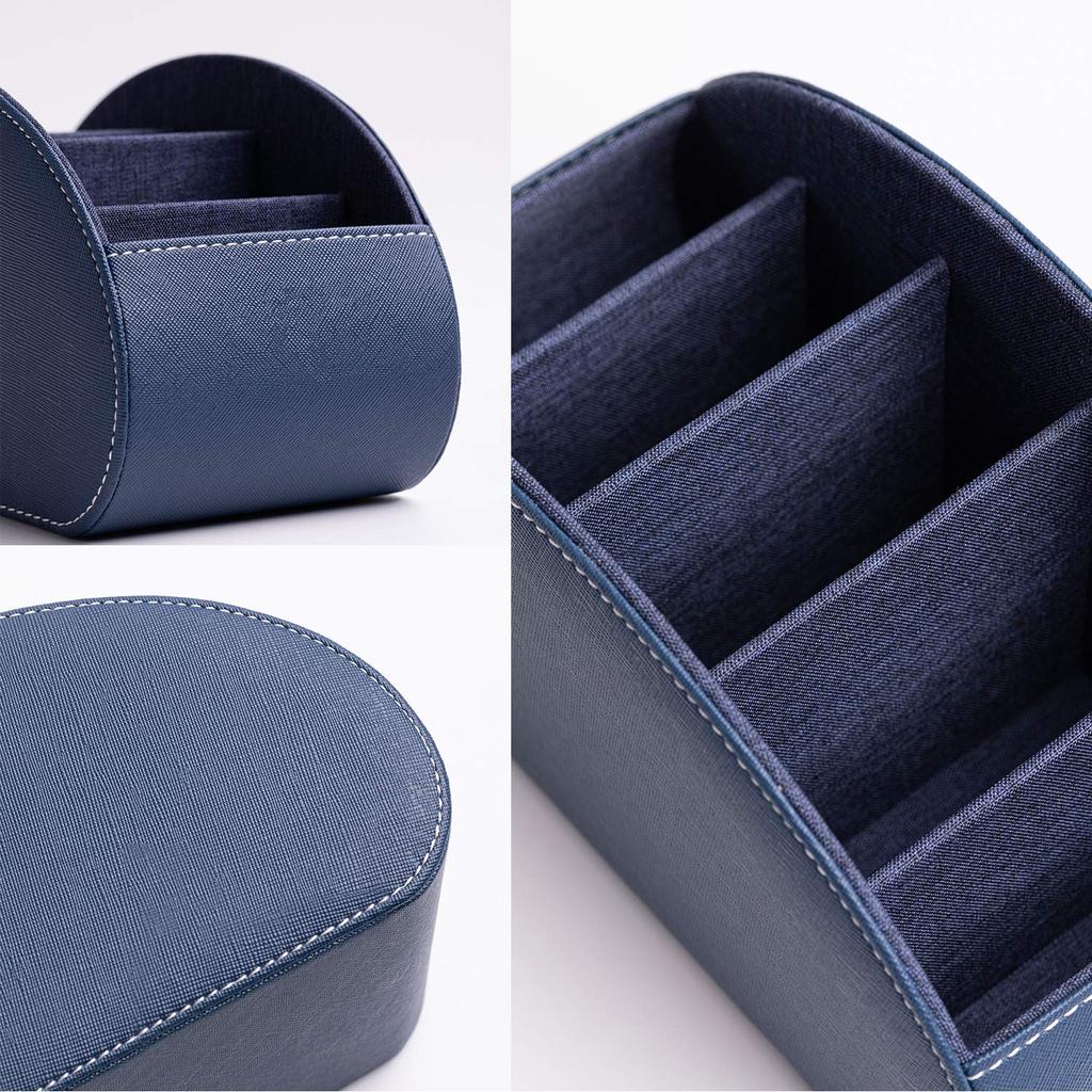 Large PU Leather Remote Control Rack with 5 Compartments, Stylish Waterproof Multifunctional Storage Box, Large Capacity for Stationery and Desktop