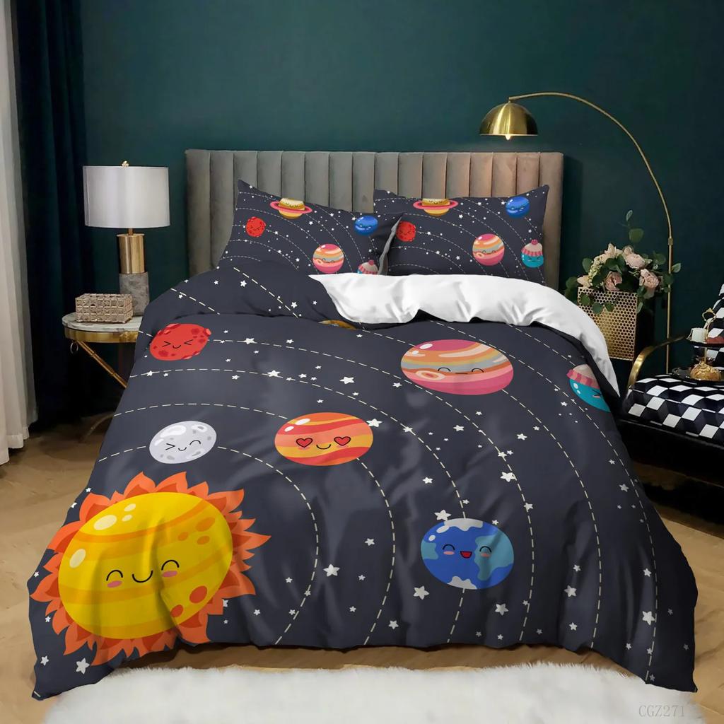 Galaxy Space Bedding Collections Kids FullQueenKing Size Blue Universe Adventure Stars Duvet Cover Collections For Boys Girls Teens Bedroom