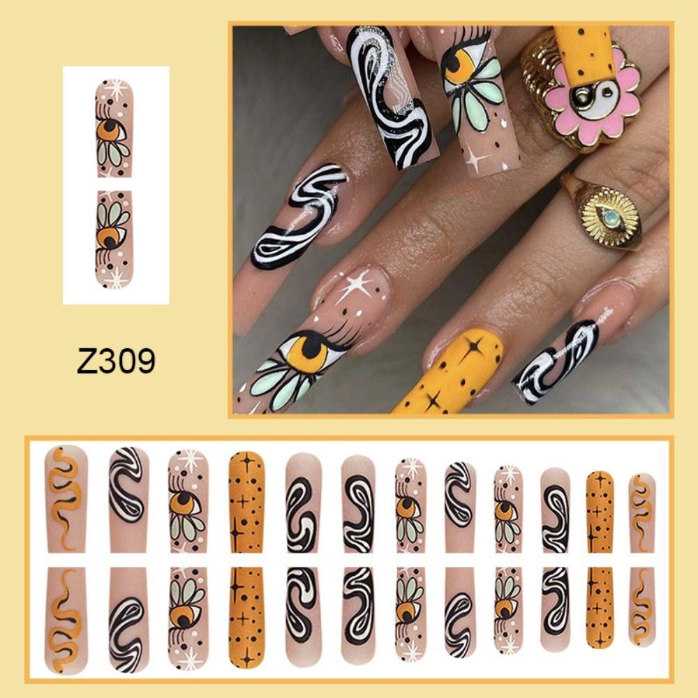 Long Length Long Water Pipe Fake Nails Square Head Nail Tips Fashion Press On Nails  Girl