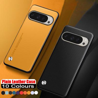 Google Pixel 10 Pro XL için Karbon Fiber PU Deri Kılıf Mat Darbe Emici Düz Kılıflar Tampon Funda Pixel 10Pro Arka Kapak