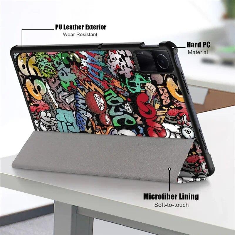 Flip Case for Xiaomi Pad 6 Mi Pad 5 Pro Tablet Cover Tri-folding Stand for Redmi Pad SE 11 2023 Redmi Pad Case Cover Auto Wake Sleep