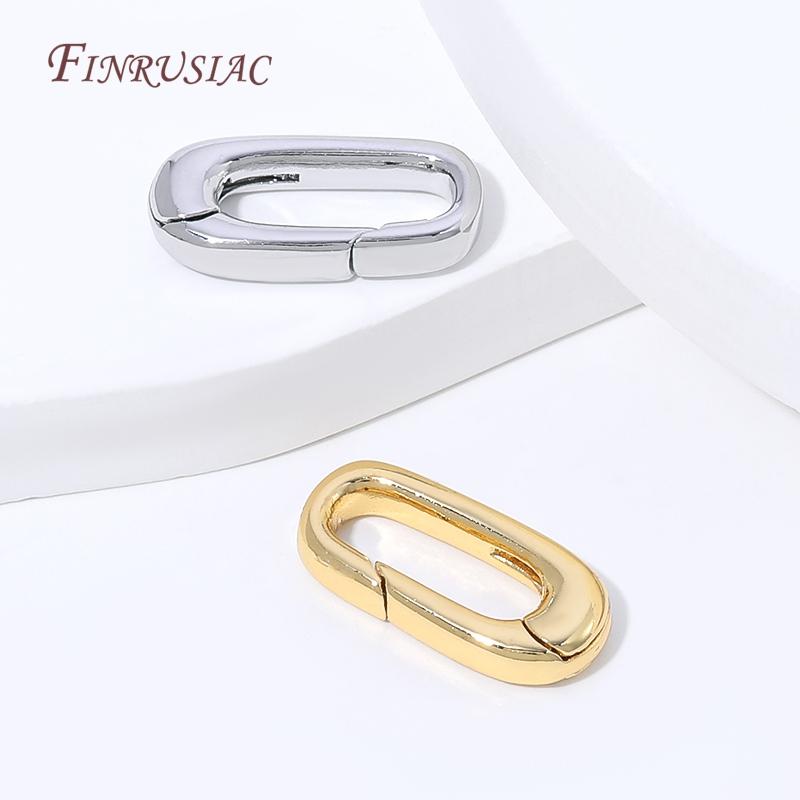 15X7MM 18K Gold Plated Spring Clasp Connector,Oval Openable Carabiner Clasp For Necklace Bracelet DIY Jewelry Making Supplies