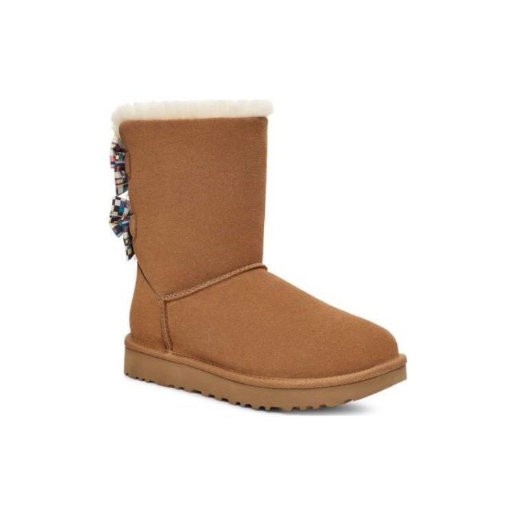 UGG Klassische Karobogen Mid-Calf Schneestiefel Damenstiefel Kastanie 1138131-CHE