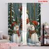 2pcs,2D Plane Printing Pattern Curtains Charming Snowmen Winter Forest (4) Versatile 100% Polyester (without Rod) Versatile All
