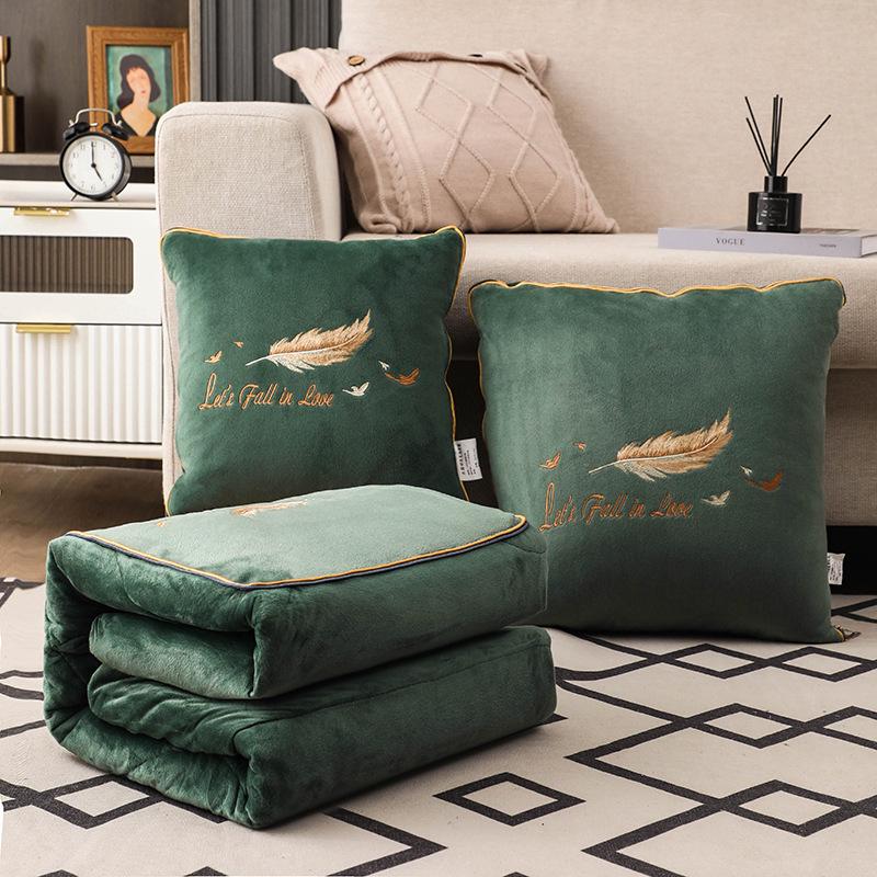 Convertible Coral Fleece Pillow & Blanket - Dual-Use Cushion for Cars & Office