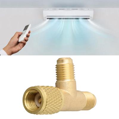 T-Stück Adapter Klimaanlagen Schnellverbinder T-Stück Adapter mit 1/4" SAE Messingventil für R22 R12 R134 Adapter Ersatz