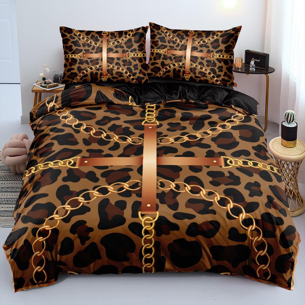 Leopard print Duvet Cover pillowcase Bedding Bedroom Decoration Children Gift adult Single Double bed Large SizeZip Duvet Cover