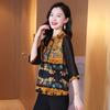Seidenbluse Damen Sommer Perlen Satin Seidenbluse Temperament Maulbeerseide Kurzarmtop