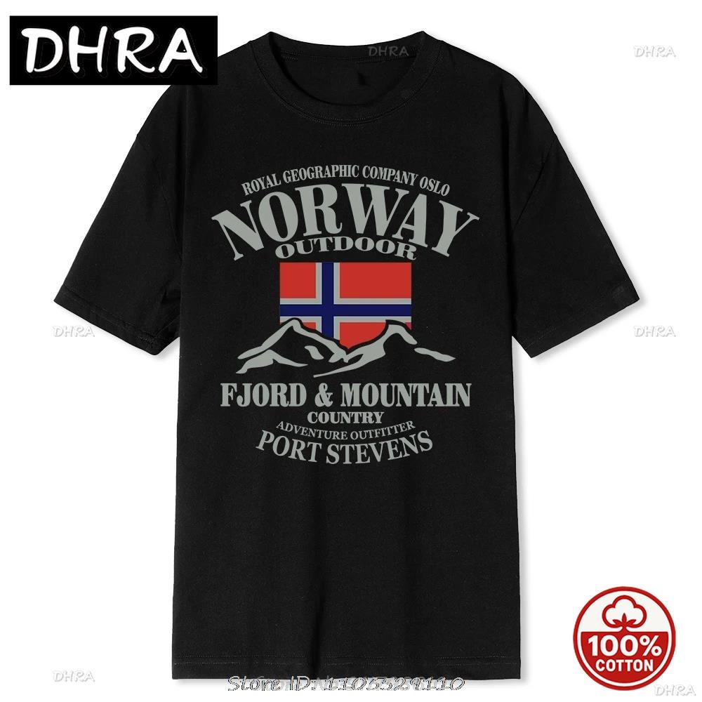 Summer Norway Flag Fjord Mountain T Shirt Crazy Hip Hop Unisex Shirt Soft Cotton Crewneck Plus Size Short Sleeve Funny Tshirts