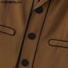 INCERUN Men Lapel Neck Sleeveless Stitching Casual Thin Slim Vest Waistcoat