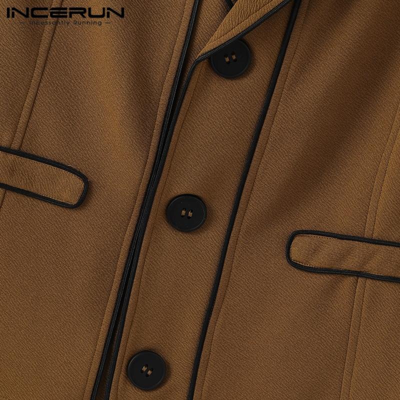 INCERUN Men Lapel Neck Sleeveless Stitching Casual Thin Slim Vest Waistcoat