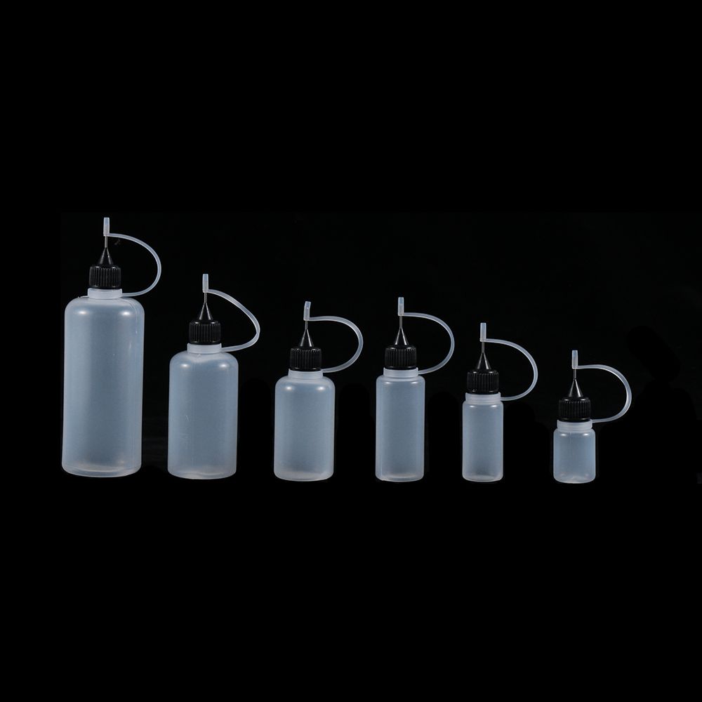 5pcs 5/10/20/30/50/100ML Plastic Glue Applicator Bottle Refillable Dropper Bottles with Needle Tip Caps for Glue Craft Tool