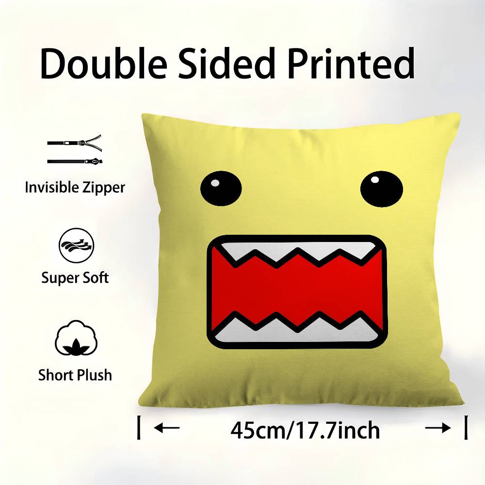 Cute Domo-Kun Pillowcase Toon Gift Cushion Cover Bedroom Home Sofa Chair Seat Decor Pillow Case