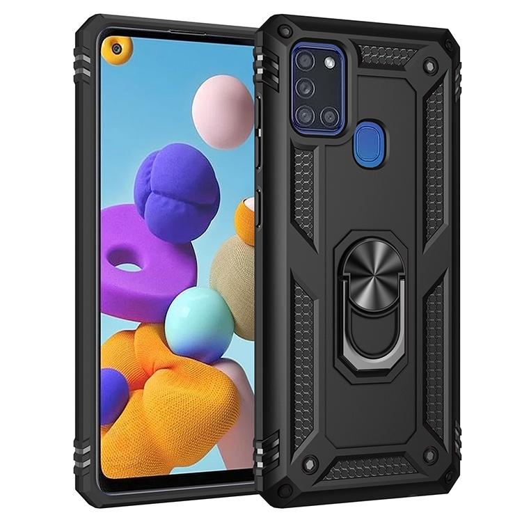 

Для Samsung Galaxy A21s Ударопрочный защитный чехол из ТПУ + ПК с вращающимся на 360 градусов держателем(синий) For Samsung Galaxy A21s чёрный