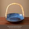 Bamboo Handle High-Legged Snack Plate