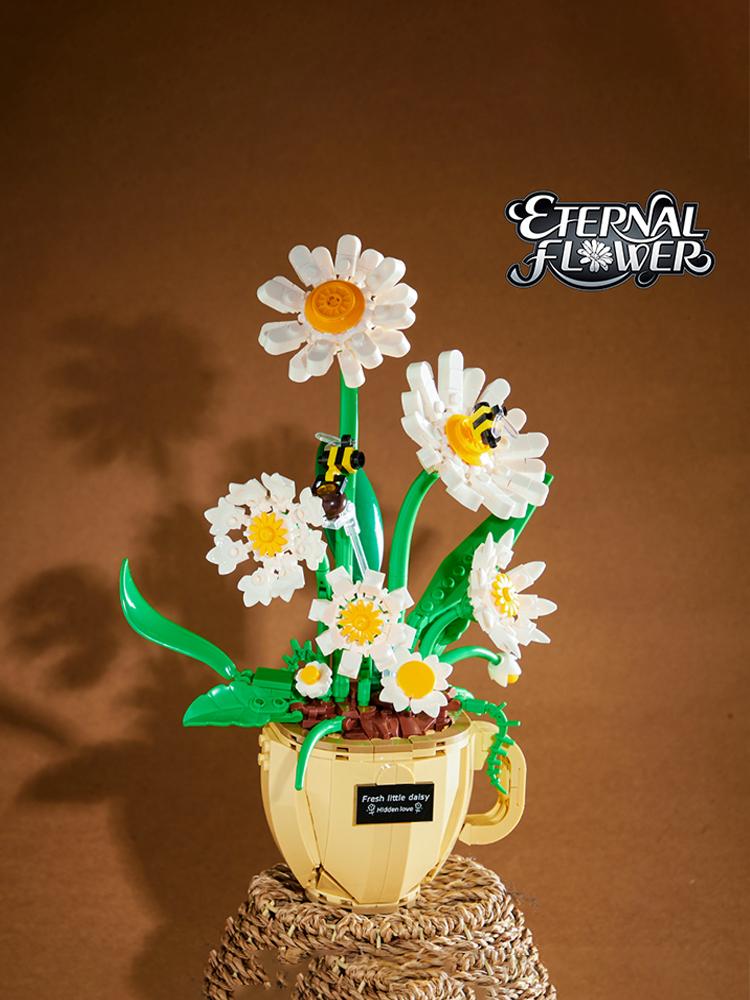 High-Quality [496Pcs] High-Quality Daisy High-Quality Flower High-Quality Building High-Quality Block High-Quality Potted High-Quality Plant, 14+