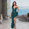 European and American Women's Clothing Ebay Independent Station Tube Top Backless Sequined Feather Dress Women