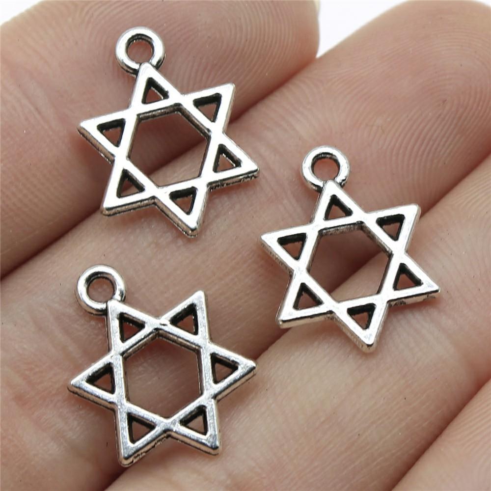 20pcs Star Of David Pendant Charms Antique Silver Color Star Of David Charms Jewelry DIY Star Of David Charms For Bracelet