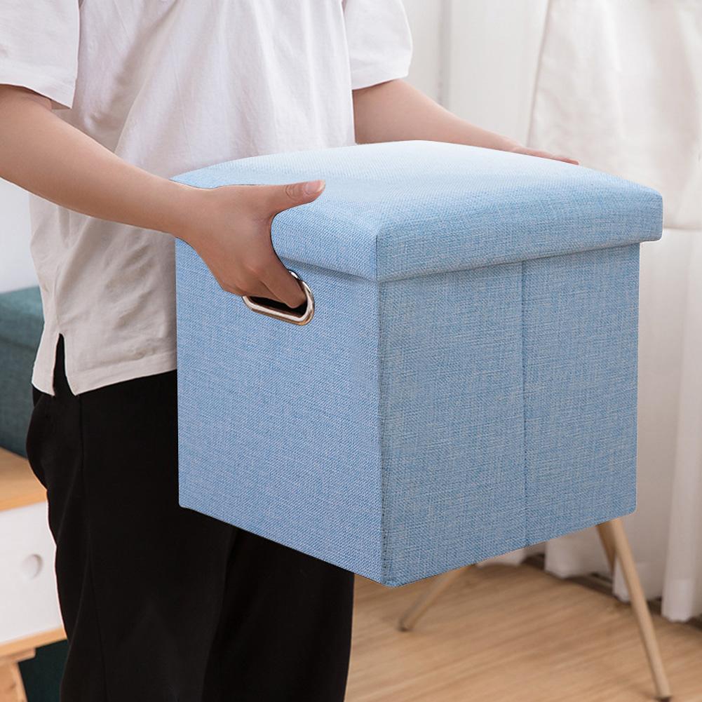 Folding Storage Ottoman 11.81x11.81x11.81inch Square Footrest Footstool with Sponge Lid for Bedroom Dorm Entryway Office