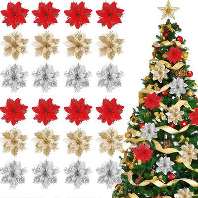 Gold Glitzer Weihnachtsbaum Künstliche Blumen Dekoration