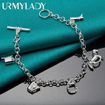925 Ayar Gümüş At Ekipmanları Kolye Bilezik Kadınlar Için Düğün Parti Moda Charm Takı