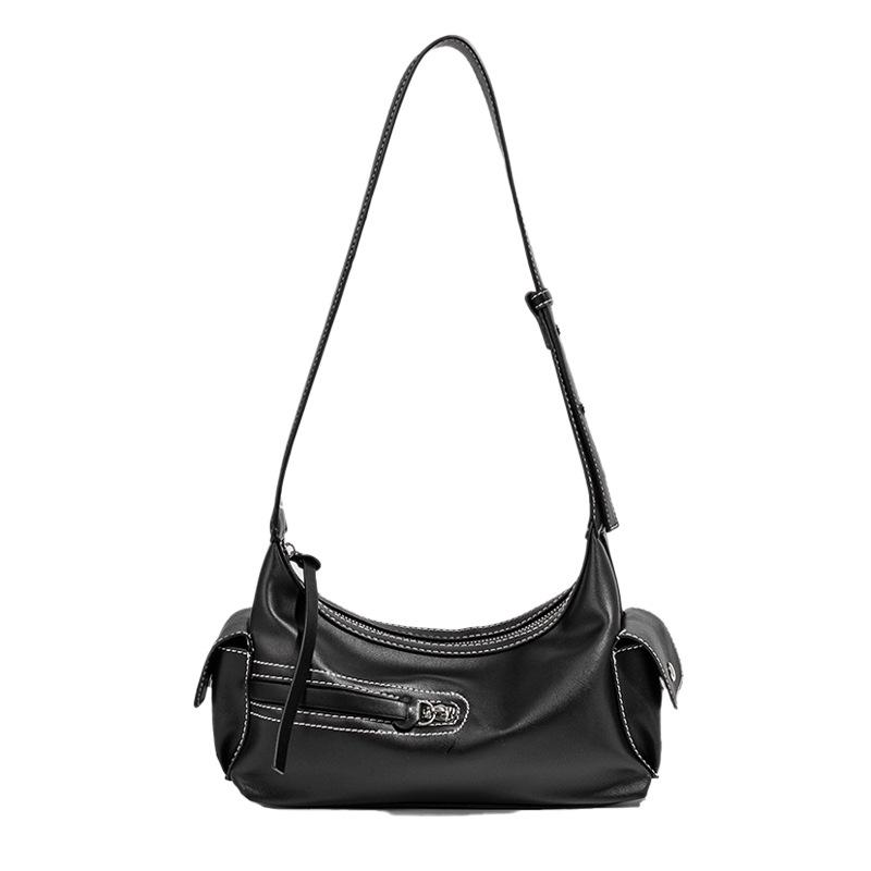 2025 Single Shoulder Retro Textured Handheld Bag for Women - Cool Spicy Girl Motorcycle Design