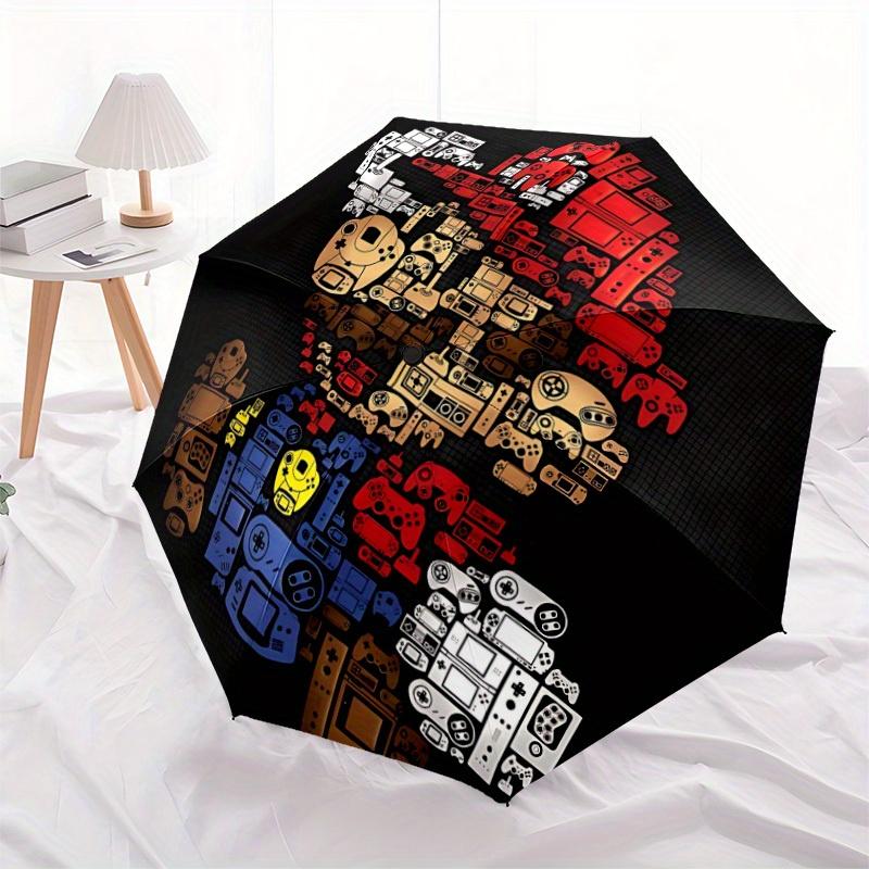 Gamer Console Mario Automatic Open/Close Windproof Umbrella Folding Umbrella,Portable Compact Perfect Gift for Birthday, Christma