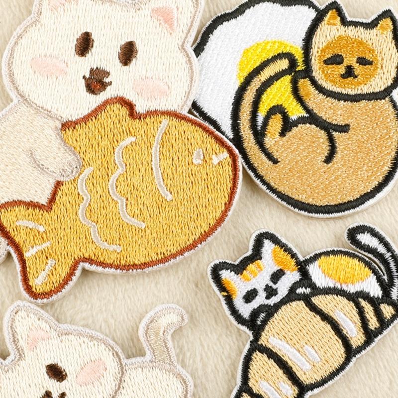 8 Pcs Cartoon Cats Iron On Patches Clothing Patches Animal Repair Patches Embroidery Patches for Bag Decoration