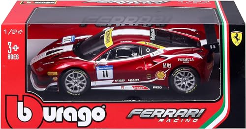 Bburago 1/24 Scale Ferrari 488 Challenge 2017 Red / Diecast Model Car, Finished Product, 18-26308